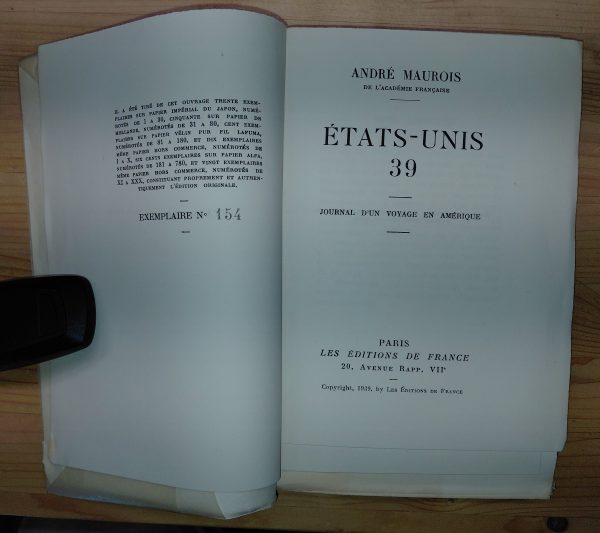 États-Unis 1939 - André MAUROIS - Image 2