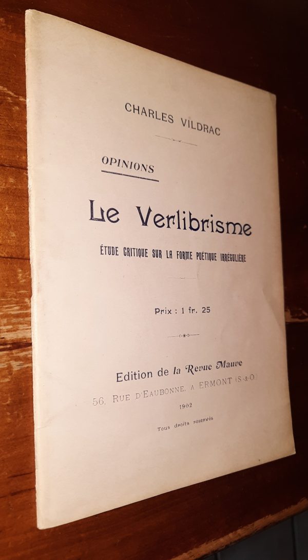 Le verlibrisme 1ère édition - Charles Vildrac - Image principale