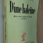 D'une haleine - récit d'une femme du peuple de Paris - Claire SAINTE-SOLINE - Image principale