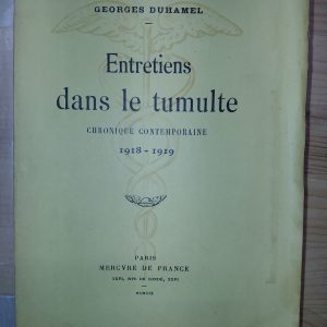 Entretiens dans le tumulte - Georges DUHAMEL - Image principale