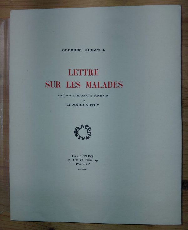 lettre sur les malades - Georges DUHAMEL - Image principale